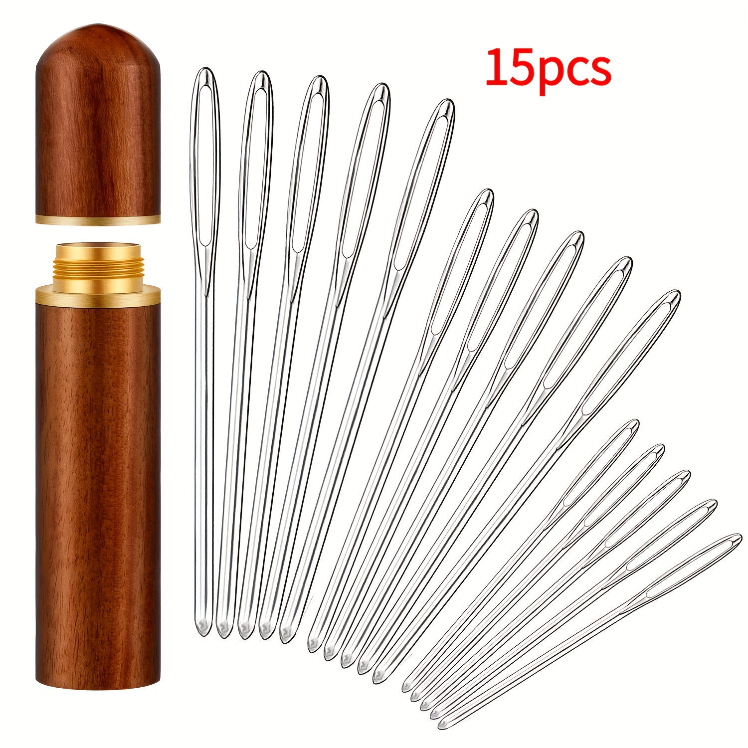 TEMU Lot de 9/15 aiguilles émoussées à gros chas, aiguilles à tricoter, aiguilles à coudre, aiguilles à enfiler pour d'artisanat et de , parfaites