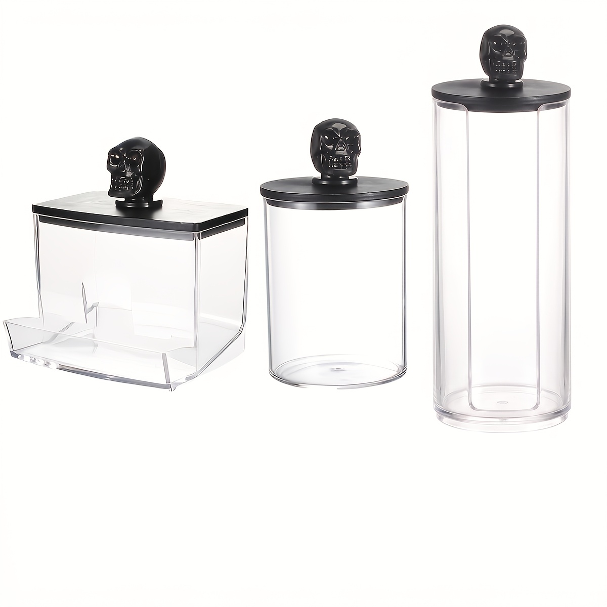 TEMU 3pcs Pad Holder, Bathroom Containers Makeup Organizers Halloween Decorations For Ball/swab/round Pads/floss/hair Ties Canister Vanity Storage