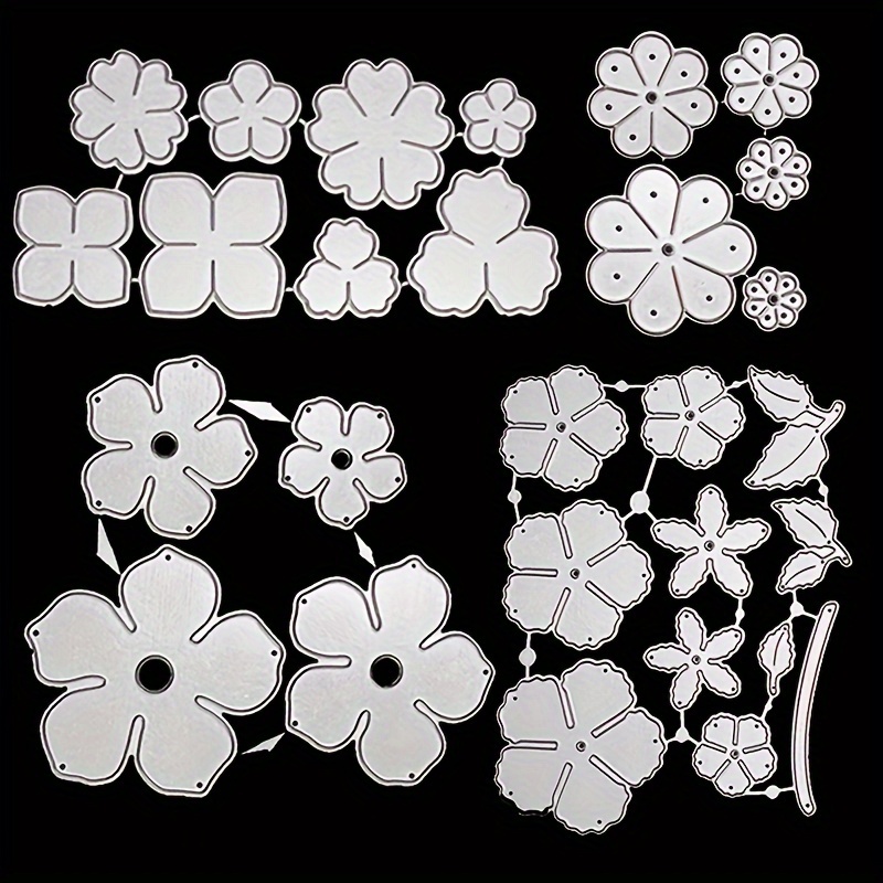 

4 Sets 3d Flowers Metal Cutting Dies,flower Leaves Die Cuts For Card Making,embossing Stencils Template Mould For Card Scrapbooking And Diy Craft Supplies