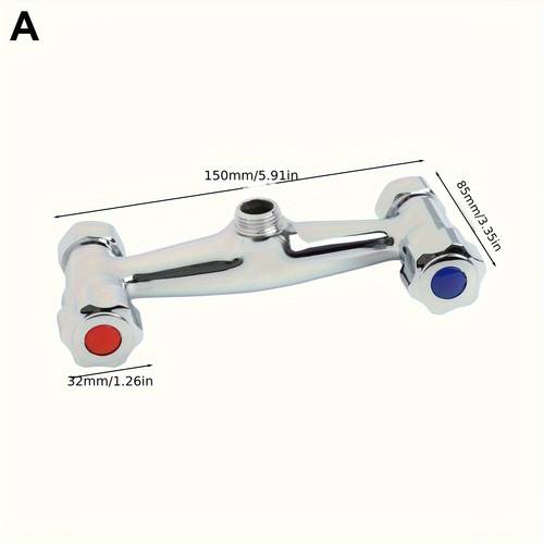 1 double switch shower faucet hot and cold water metal material us eu thread standard wall mounted mixer with red and blue temperature control knobs suitable for bathtub shower combinations modern bathroom faucet anti