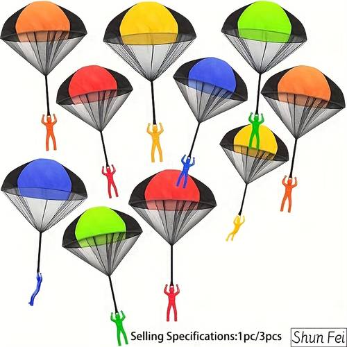 1 3pcs parachute toy free parachute outdoor flying toys for kids xmas gifts halloween gifts 10 different colors dispatched