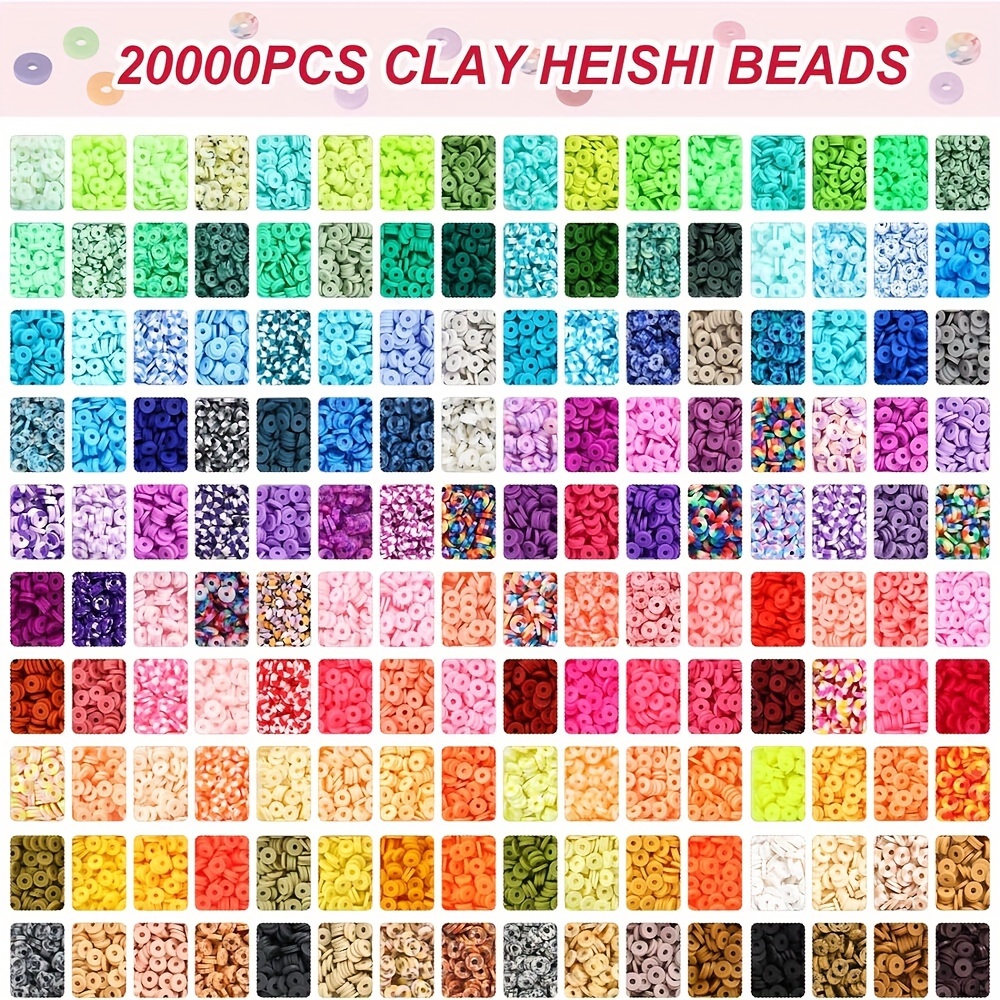 20000 pcs polymer clay beads bracelet making kit 160 colors polymer clay beads spacer loose beads jewelry kit with elastic thread for diy crafts multiple sizes details 6