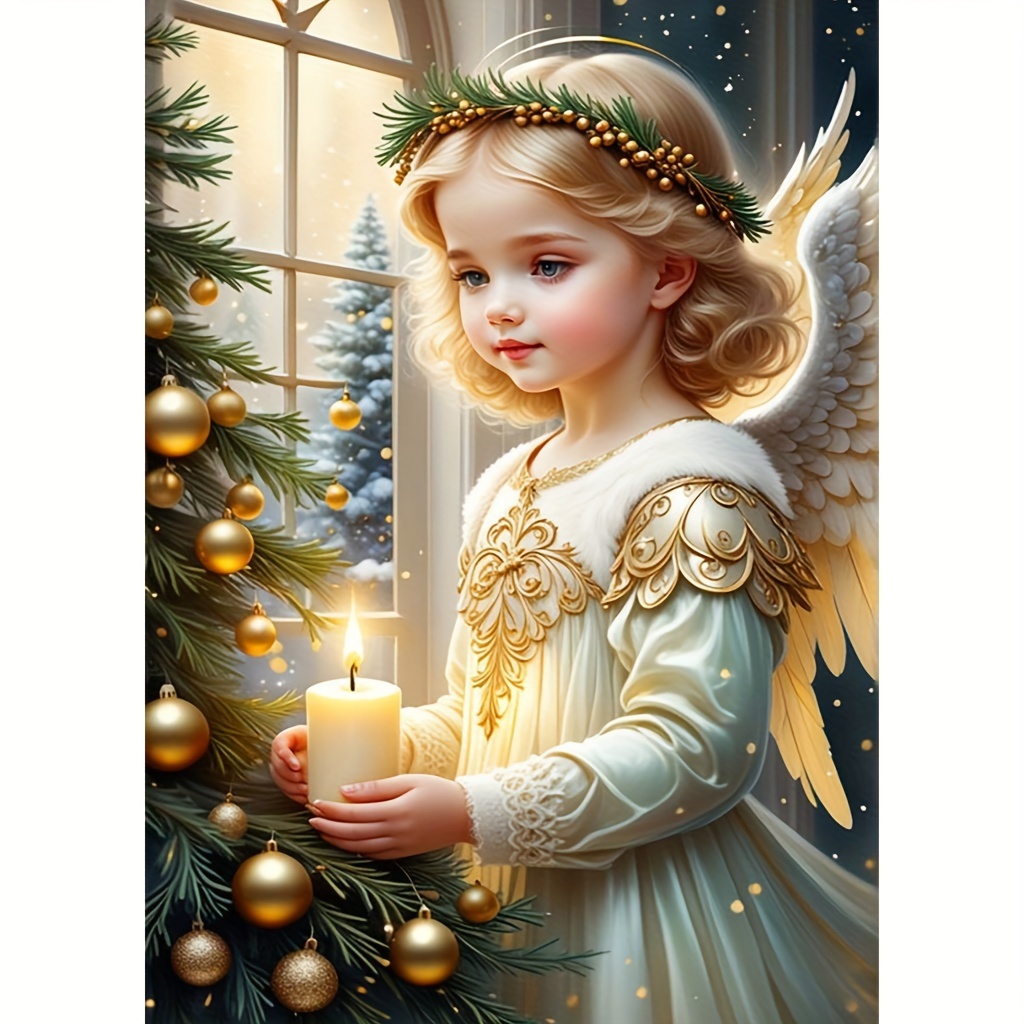 

1pc Large Size 30x40cm/ 11.8x15.7inch Without Frame Diy 5d Diamond Art Painting Little Angel, Full Rhinestone Painting, Diamond Art Embroidery Kits, Handmade Home Room Office Wall Decor