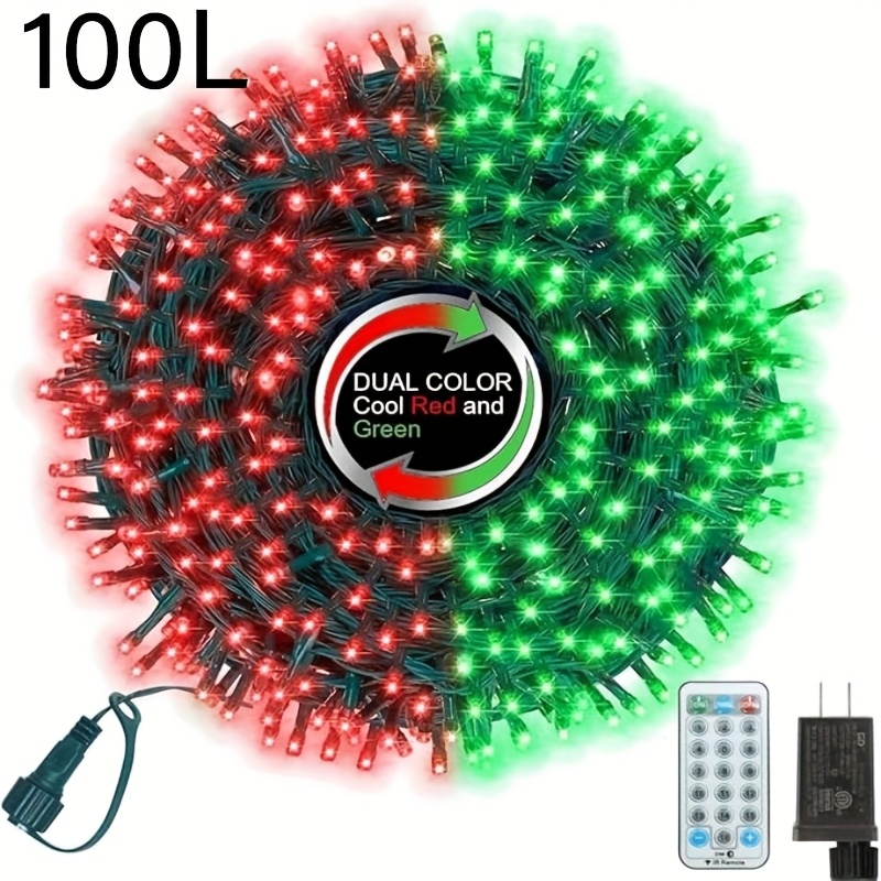 

33ft Christmas String Lights - Led Red & Green Fairy Lights With 16 , Plug-in, Tree, Wedding, Party Decorations, Christmas Decor