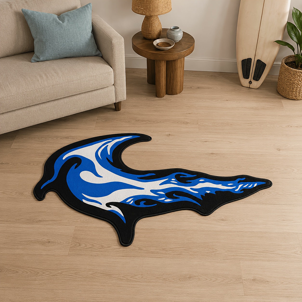 TEMU Blue And Irregular Rug, Trendy Cool Home Decor Indoor Outdoor Entrance Mat, Bedroom Bedside Balcony Bathroom Mat, Best Rug Gift For