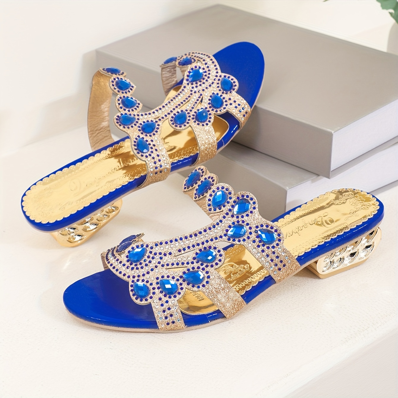 women s glitter rhinestone decor sandals slip comfort dressy details 1