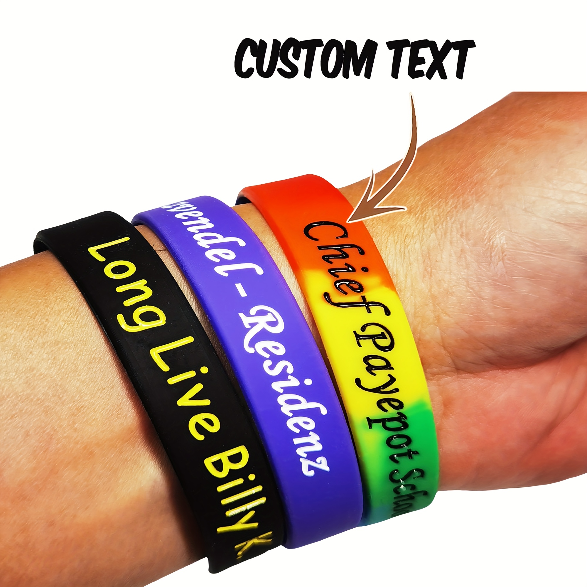 

1/5/10/25 Custom Rubber Bracelets Personalized Silicone Wristbands Customized Bulk Suitable For Birthday Parties, Inspirational, Wedding, Memorial, Thanksgiving, Christmas, Company Events