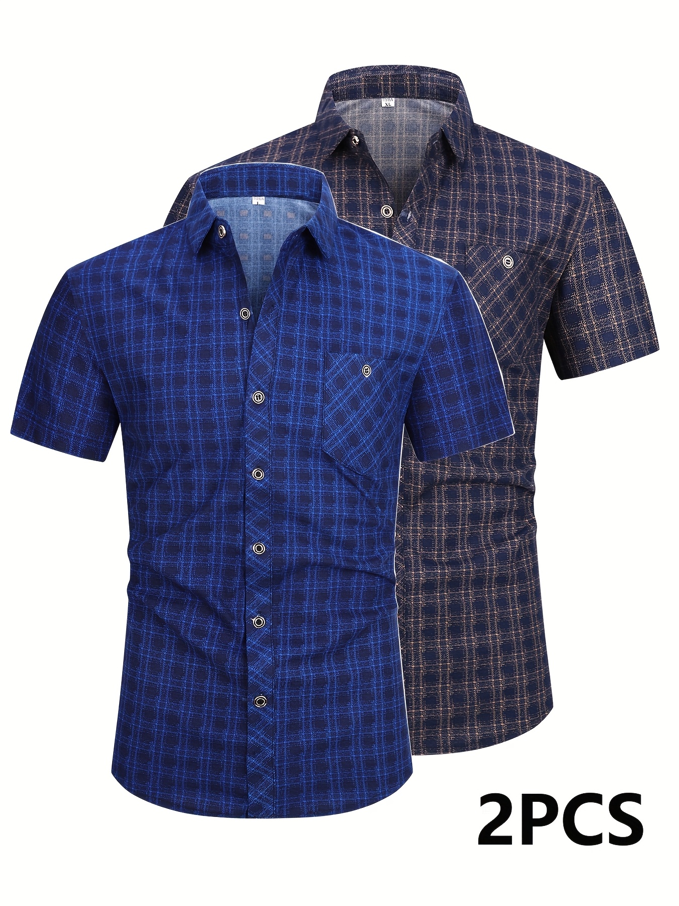 Men's Checkered Short-Sleeve Shirt Set