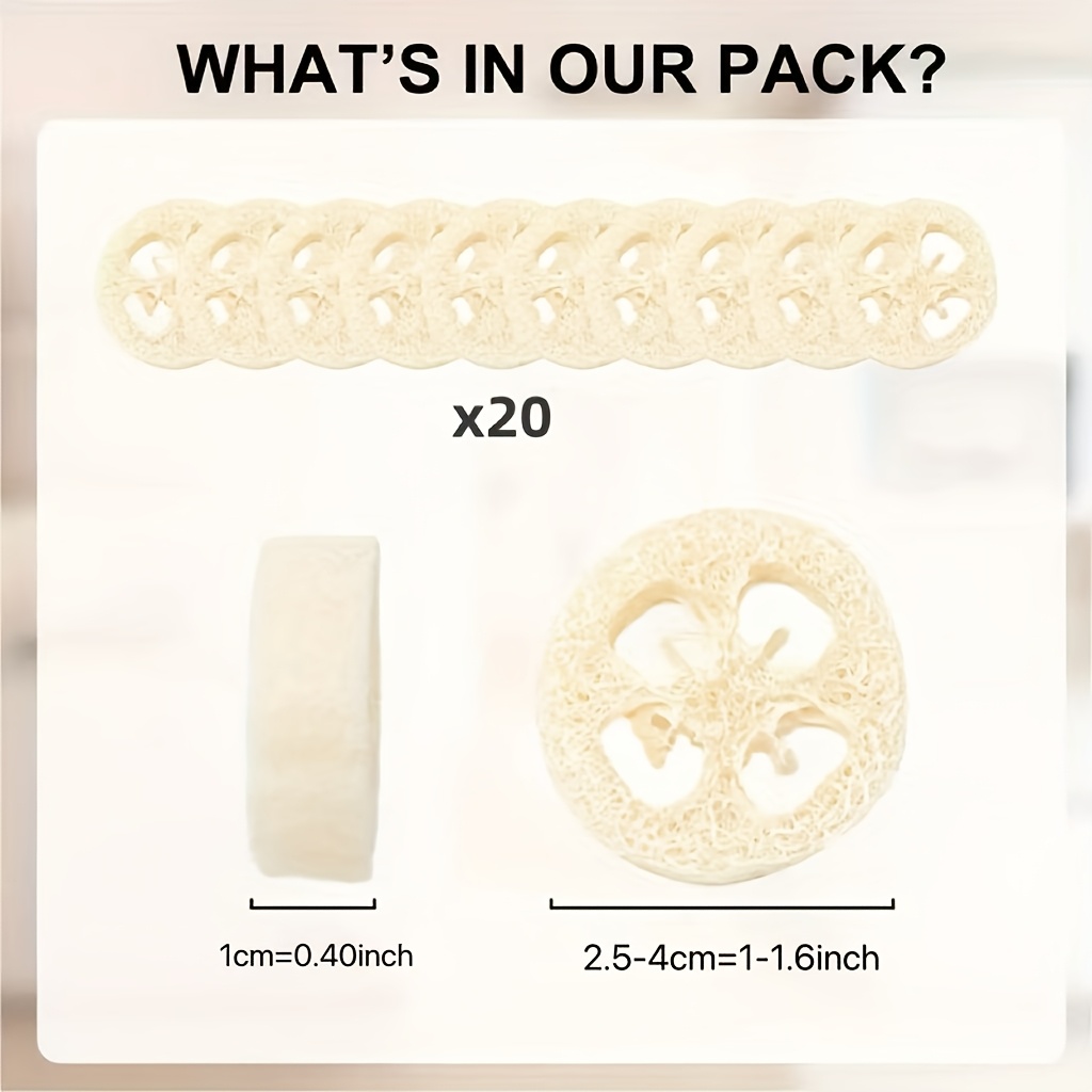 TEMU 20pcs Bath Sponge - Sensitive Beige Exfoliating Loofah, Body Scrub And Soap Making, Reusable Loofah, Single Piece (), Skin, Suitable For