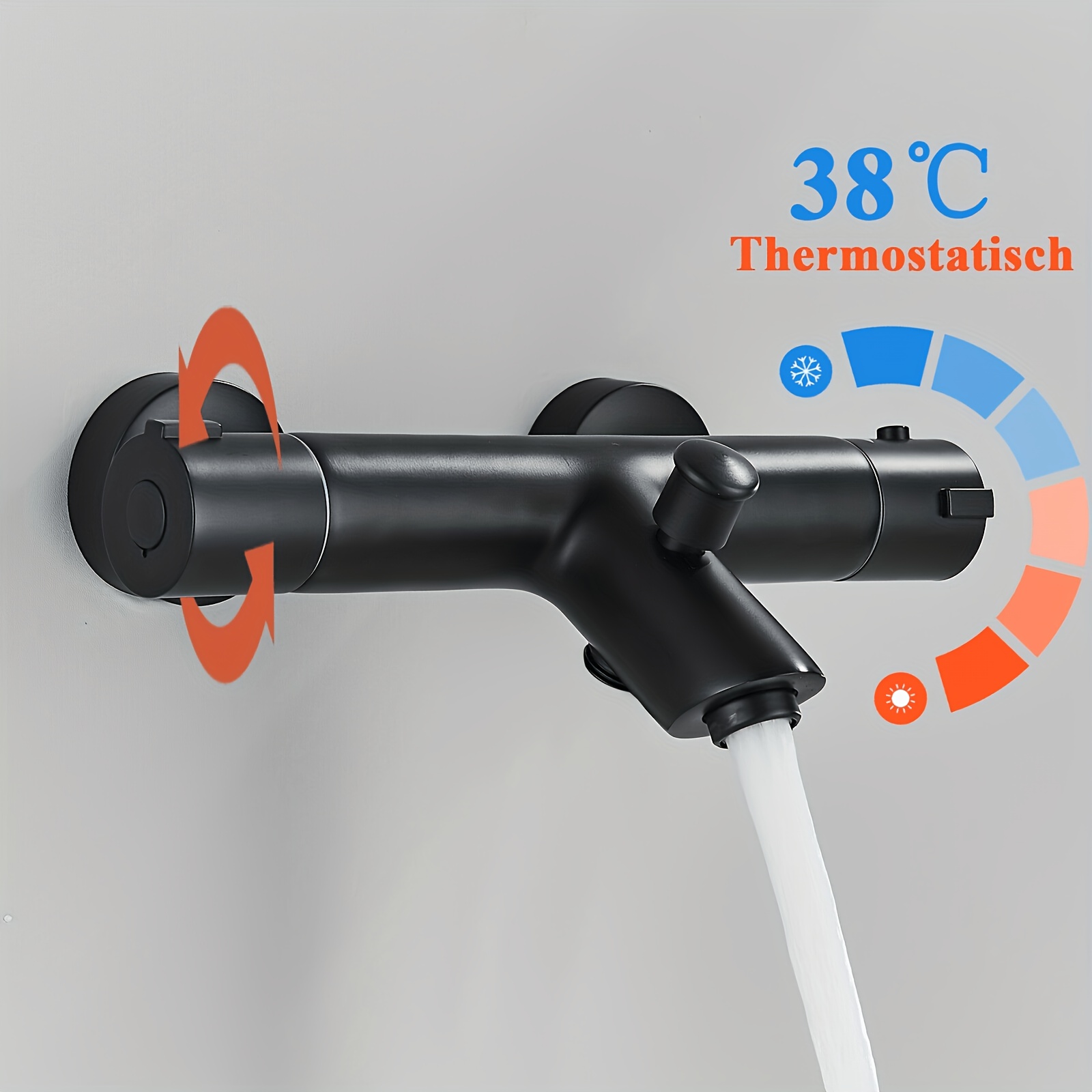 Image of Bath Mixer Tap Thermostat Bath Mixer Tap With At 38°c Bath Mixer Tap Wall Mounted Bathroom Tap For Bath And Shower,for Shower Use Only