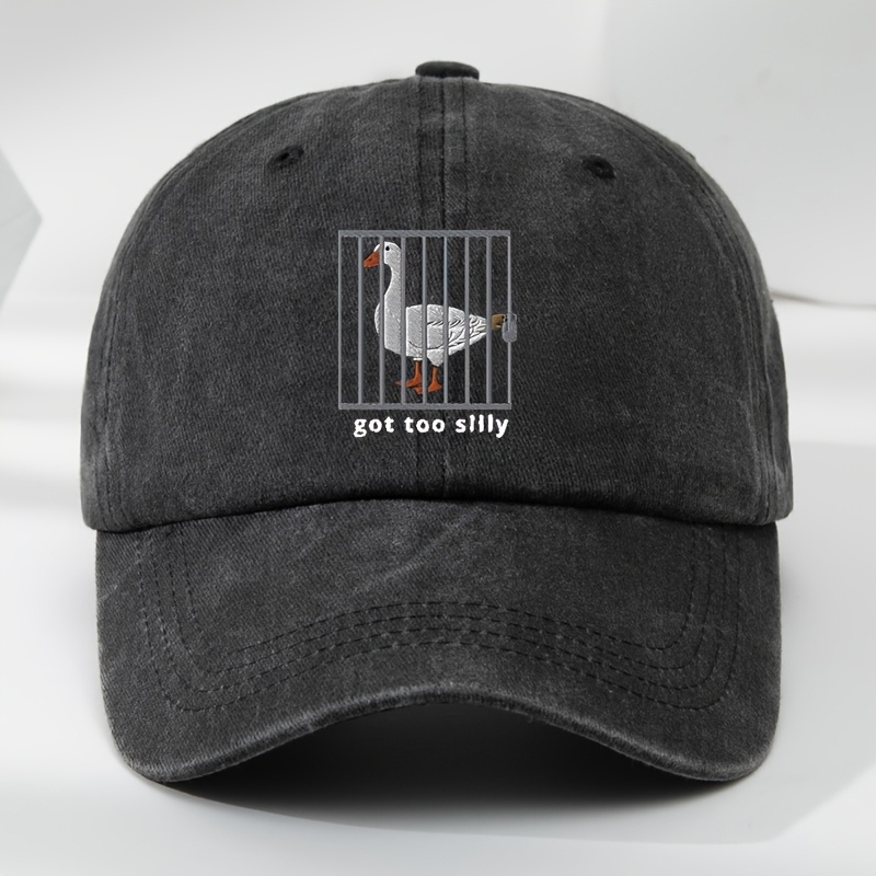 

1pc Funky Goose In Cage Print Baseball Cap, Unisex Adjustable Head , Casual Breathable Moisture-wicking Hat, 100% Polyester