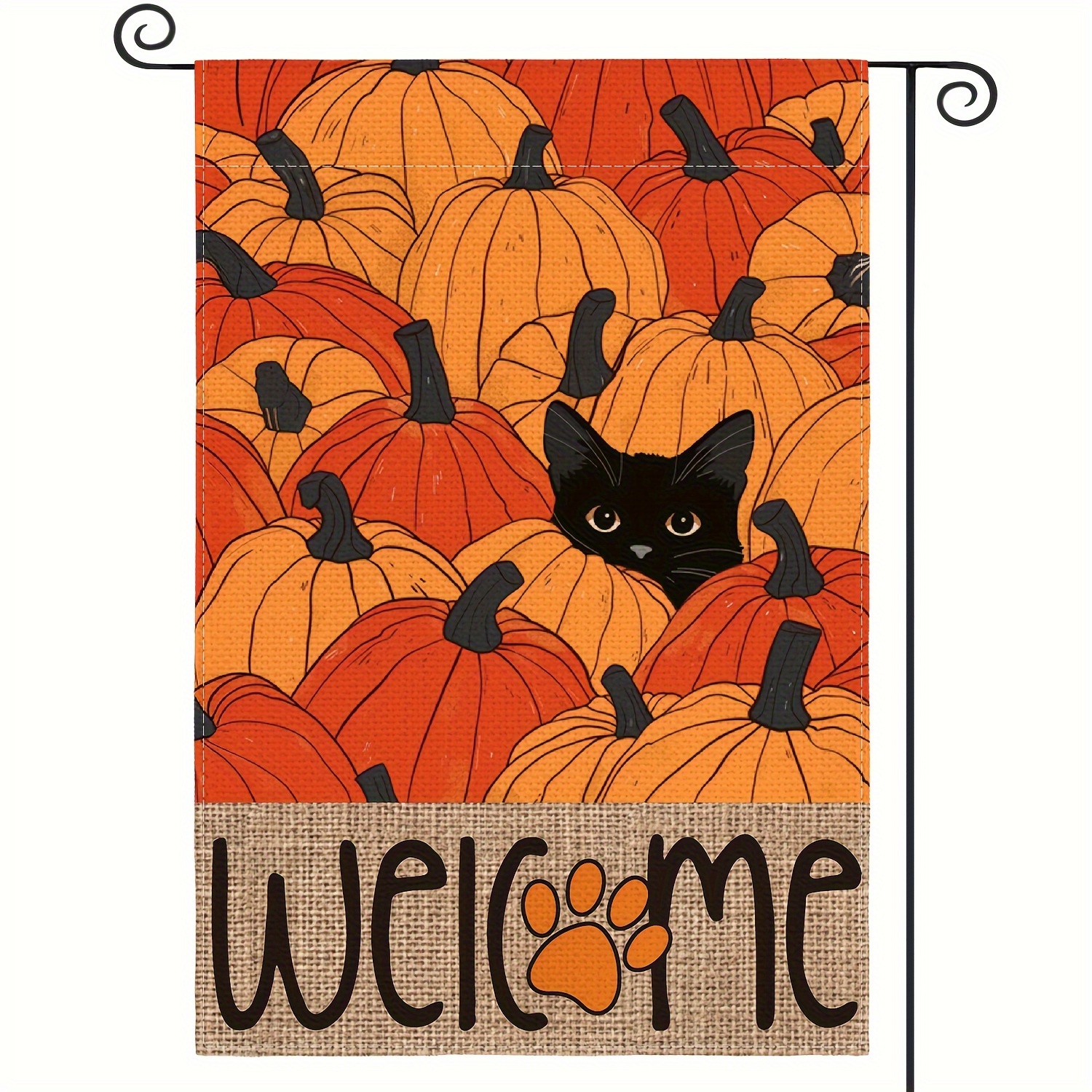 

Sm:)e Fall Garden Flag 12x18 Inch Double Sided Outside, Black Welcome Pumpkins Seasonal Yard Outdoor Flag