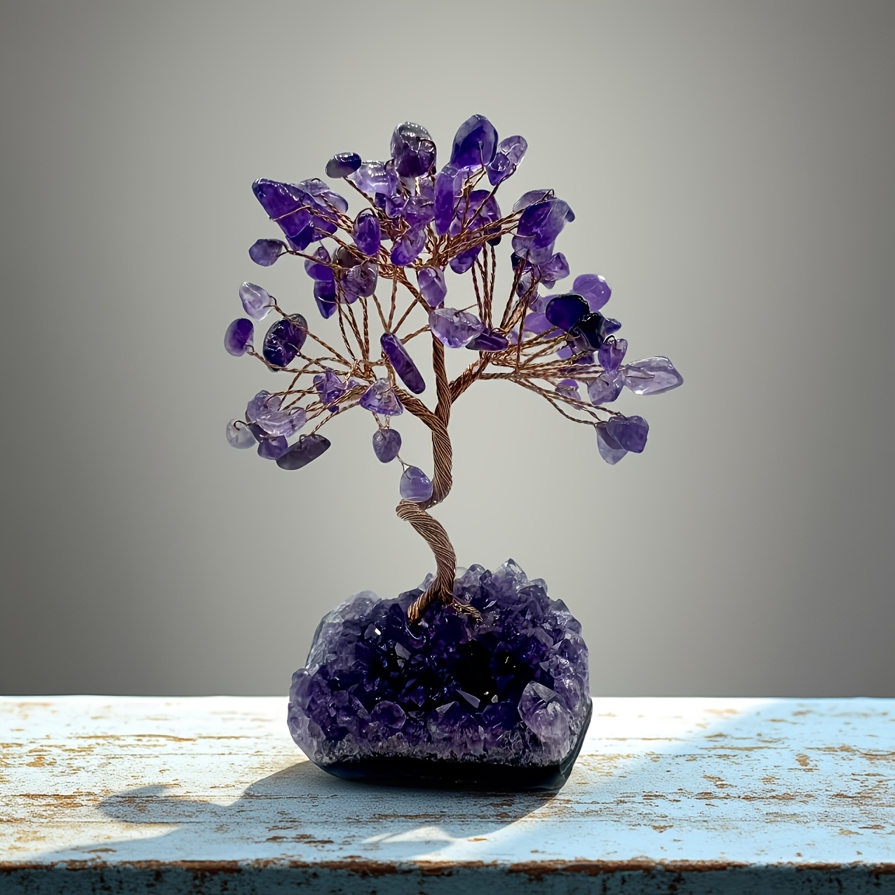TEMU Random Natural Amethyst Cluster Tree Handmade Crystal Sculpture, Suitable For Desktop Decoration, Office Ornaments, Unique Gifts, Mineral