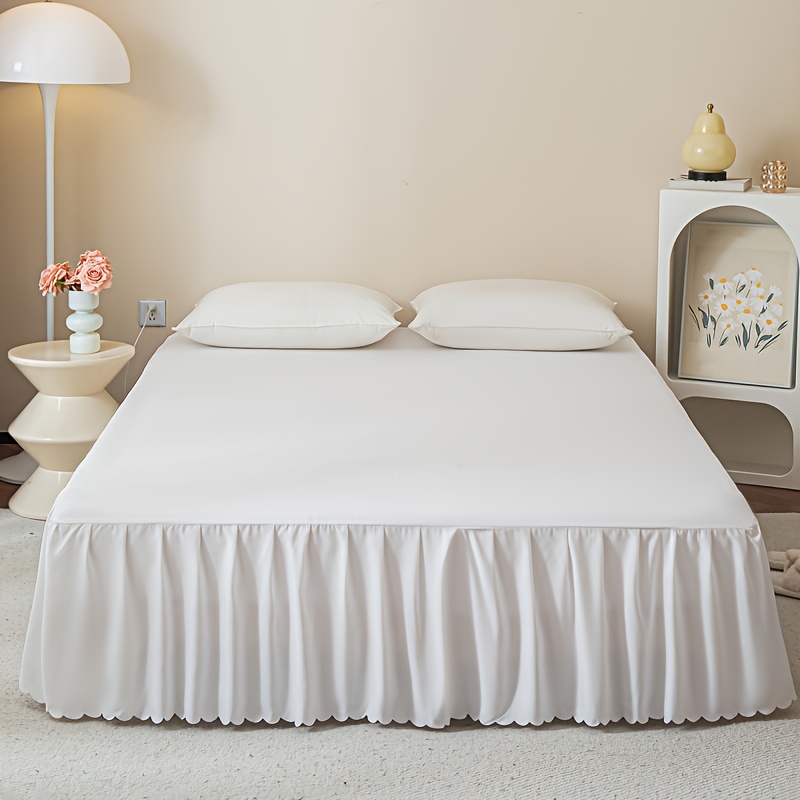 TEMU 1pc Modern Bed Skirt With - Smooth Texture Wrinkle-resistant Mattress Protector Suitable For Single/double Beds, Machine-washable Bed, Elegant