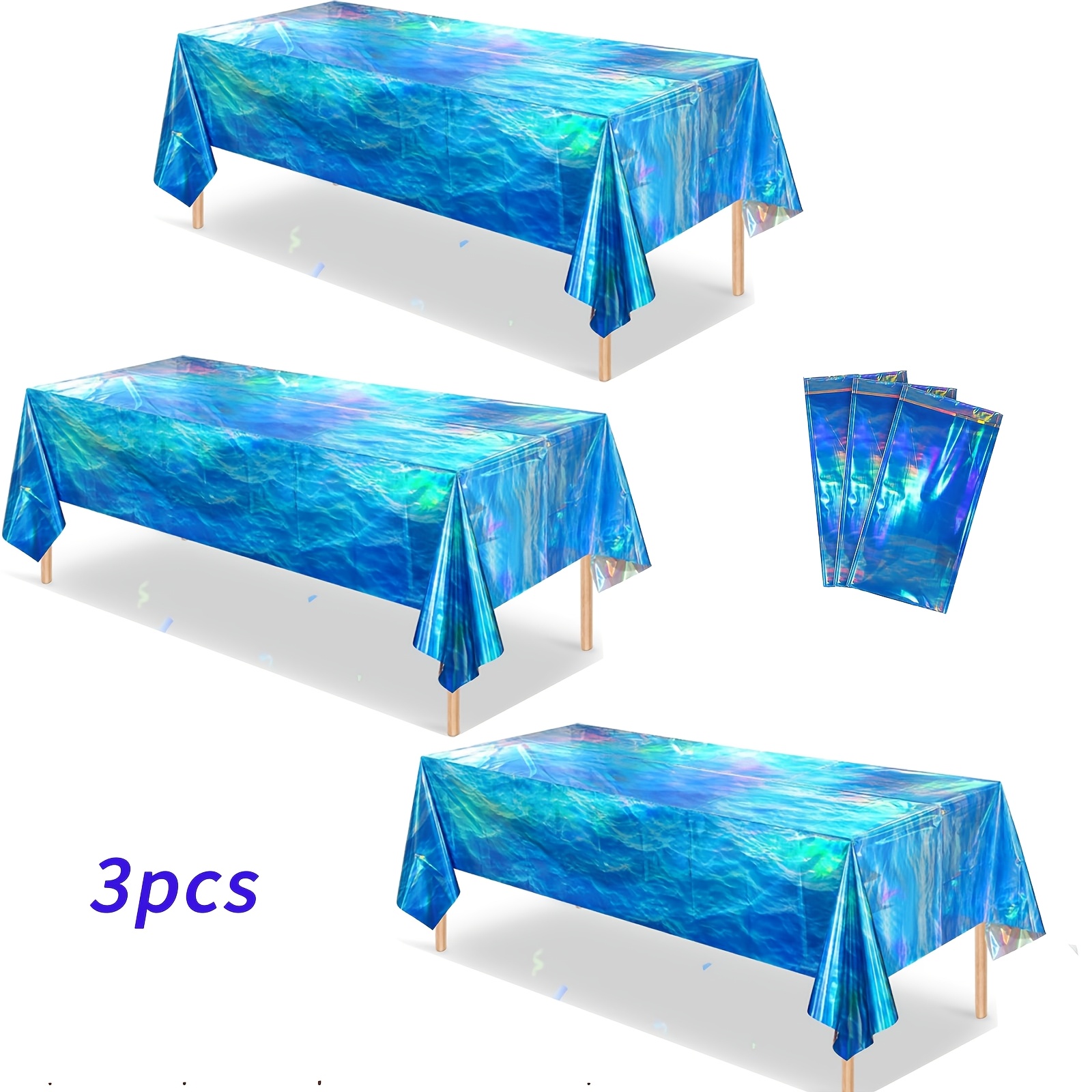 TEMU Lot de 3 nappes jetables pour fête d'été Océan Bleu, nappe de fête d'anniversaire pour fête , fête au bord de , événements de surf, décoration