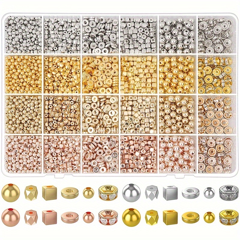 

3820 Pieces Spacer Beads For Jewelry Making, Assorted Bracelet Beads Spacer Beads Flat Beads Small Beads For Bracelet Jewelry Making