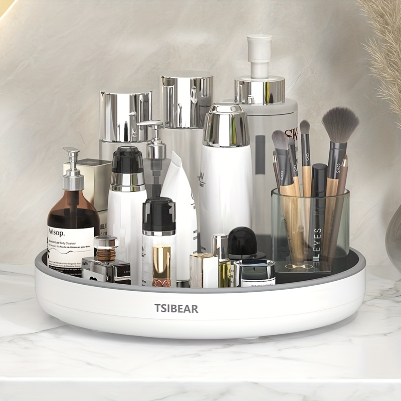 

Extra Thick 360-degree Rotating Makeup Organizer - Cosmetic Storage Tray For Bathroom & Vanity, No Power Needed