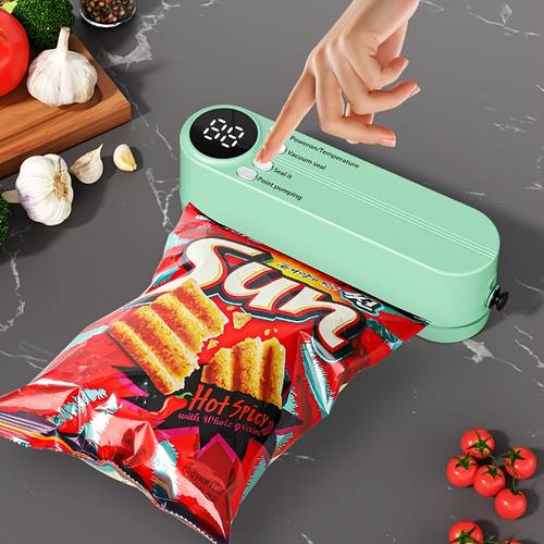 compact usb vacuum sealer kit with fast seal pump and airtight bags ideal for food preservation snacks meat fruits vegetables space saving design 36v vacuum sealing machine