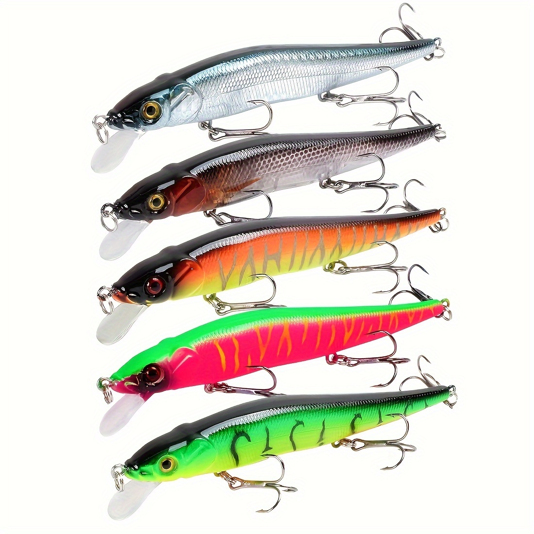 Image of 5pcs Minnow Fishing Lure Hard Bait Set 11.5cm/4.53in 14g/0.49oz Wobbler Trolling Crankbait Minnow Pesca Fishing Tackle