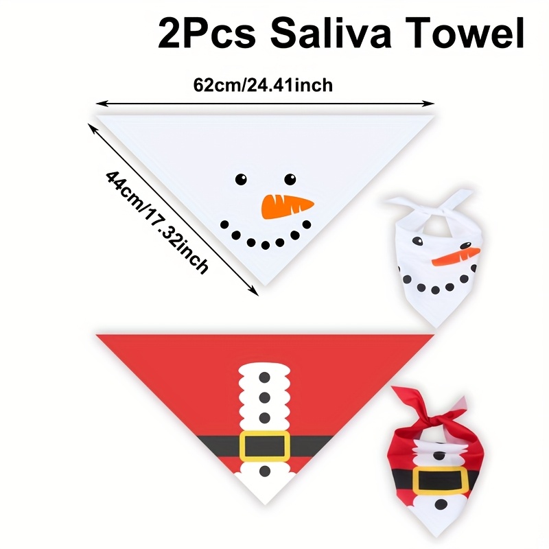 TEMU 2pcs, Merry Christmas Dog Bandanas, Santa Snowman Scarfs, Merry Xmas Triangle Bibs, Adjustable Dog Saliva Towel, Pet Accessory For Small, Medium