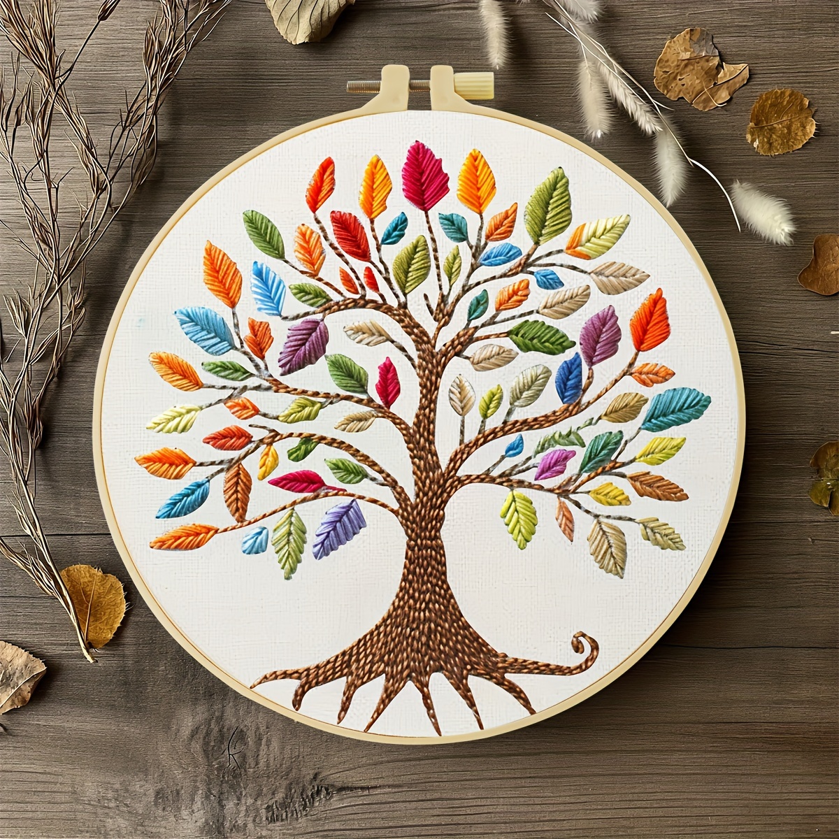 

Colorful Tree Of Life Embroidery Kit, Diy Hand Embroidery Set For Beginners With Pattern, Includes Fabric, Hoop, Needles, Instructions – 1pc 20x20cm Craft Kit For Gift And Home Office Decor