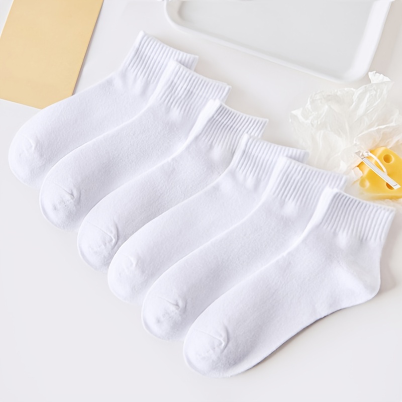 

6 Pairs Solid Casual Socks, Comfy & Breathable Unisex Short Socks, Women's Stockings & Hosiery