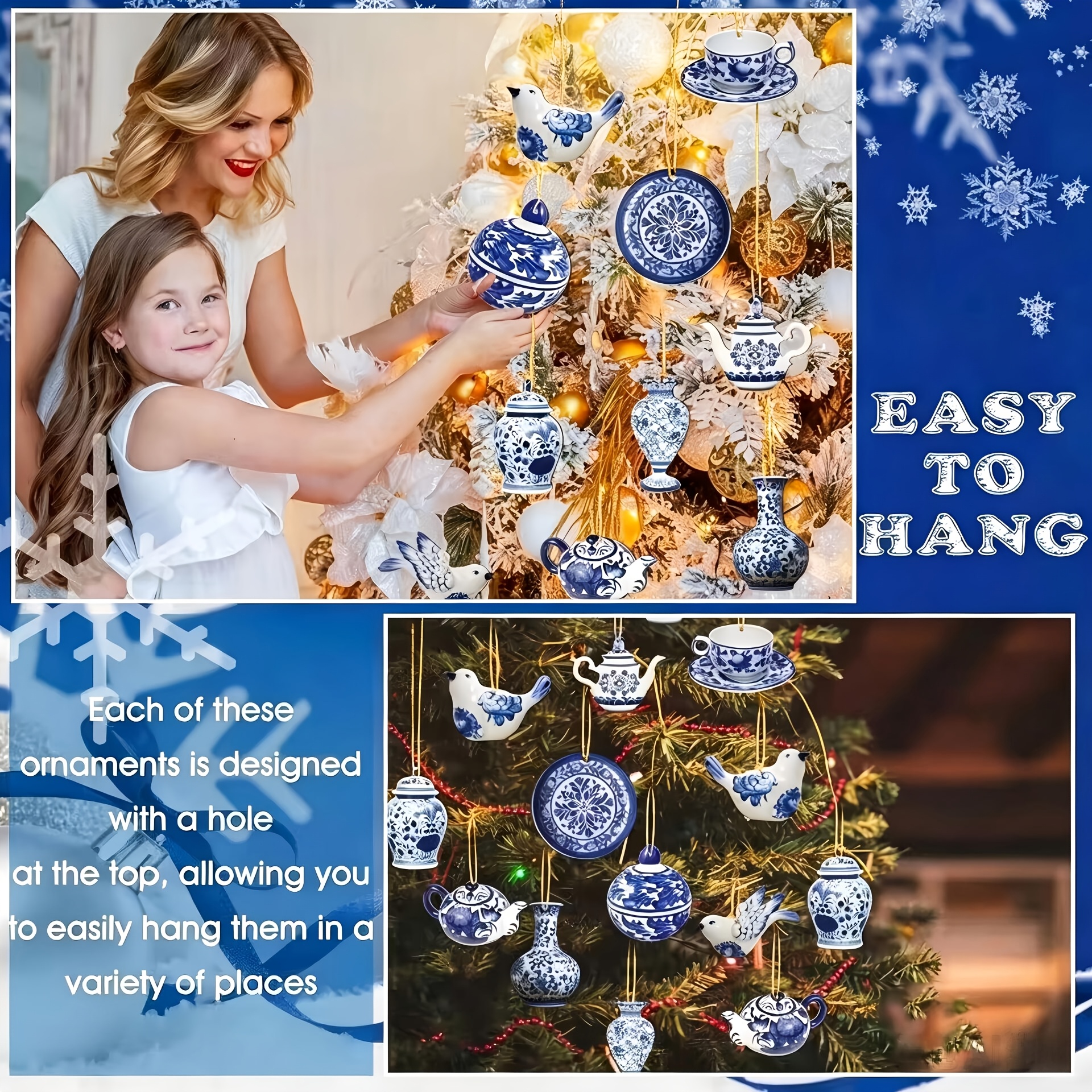 TEMU 10pcs Set Wooden And Porcelain Ornaments Christmas Tree Decorations And Porcelain Ornaments Individual Ceramics