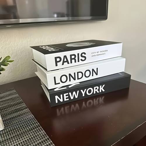 3pcs set modern books elegant minimalist books with parisian themes paper material decorative bookends for living room bedroom coffee table versatile indoor outdoor home decor no power needed