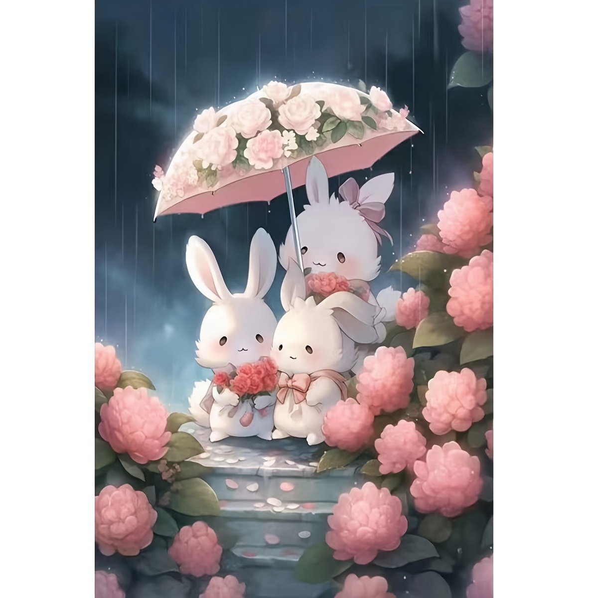 

3 Rabbits Round Full Diamond Diamond Art Painting Cross Stitch Kits, 5d Art Diy Handmade Crafts For Beginners Adults, Birthday Holiday Gifts, Wall Home Decorations, Frameless 20cm*30cm.7.87in*11.81in