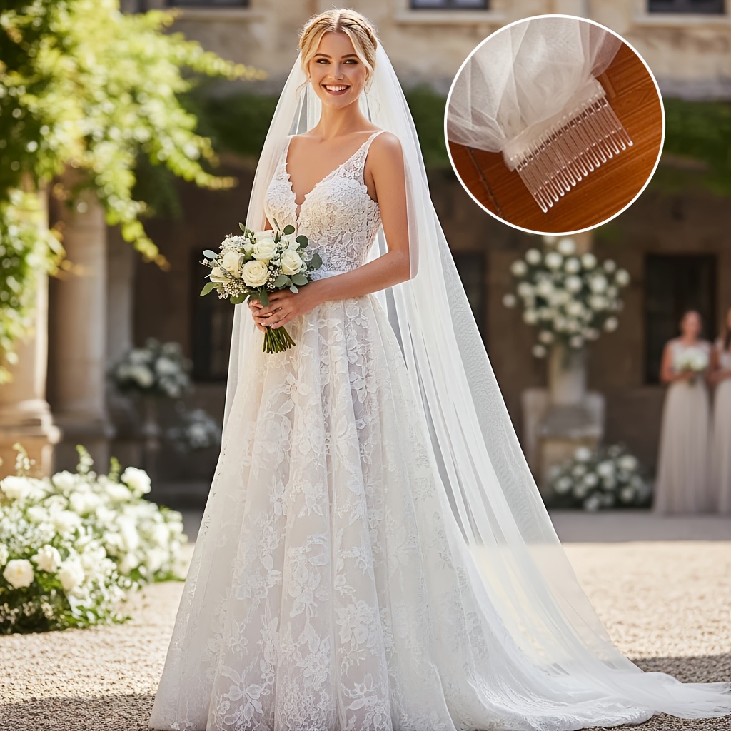 78” (floor length) bridal veil a long cathedral bridal veil a length 200cm 78 74 inches  main image 4