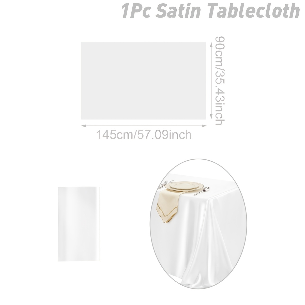TEMU 1pc, White Satin Tablecloth, Smooth Satin Table Cover, Luxurious Table Decor, Party , Table Decor For Home Party Decor, Ideal For Dining Table