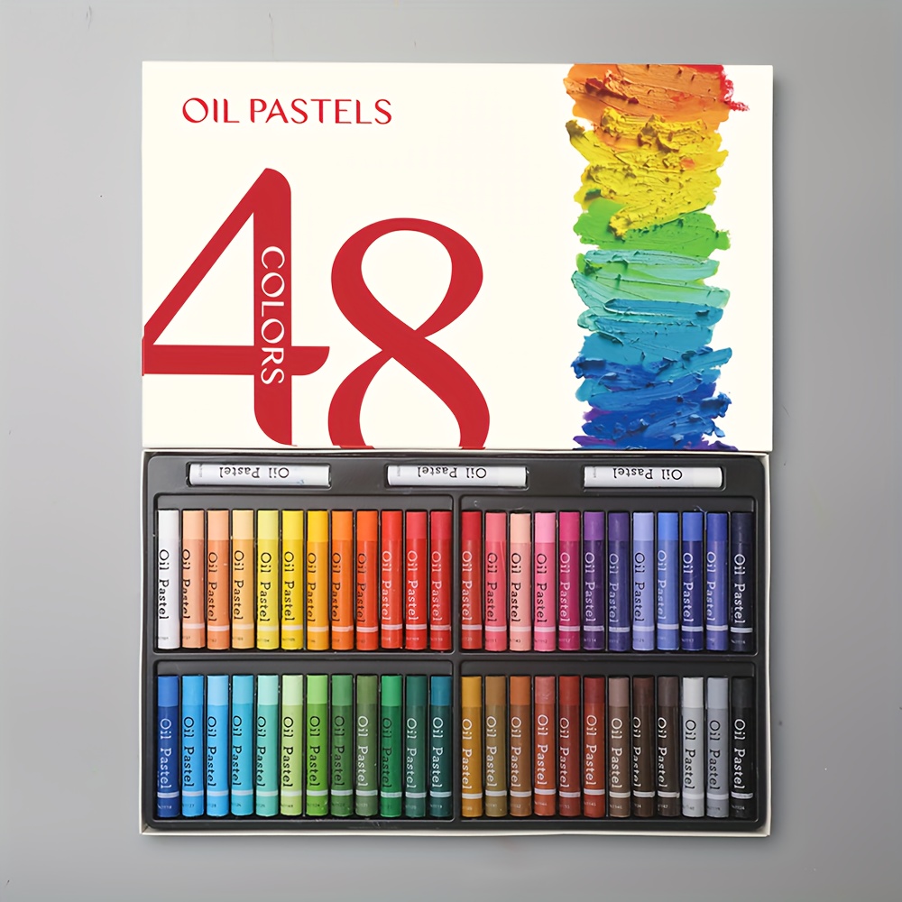 

48 Colors Oil Pastels Set - Themed, , Ergonomic Round Body, Medium Point, Suitable For 14+, Includes 3 White Pastels