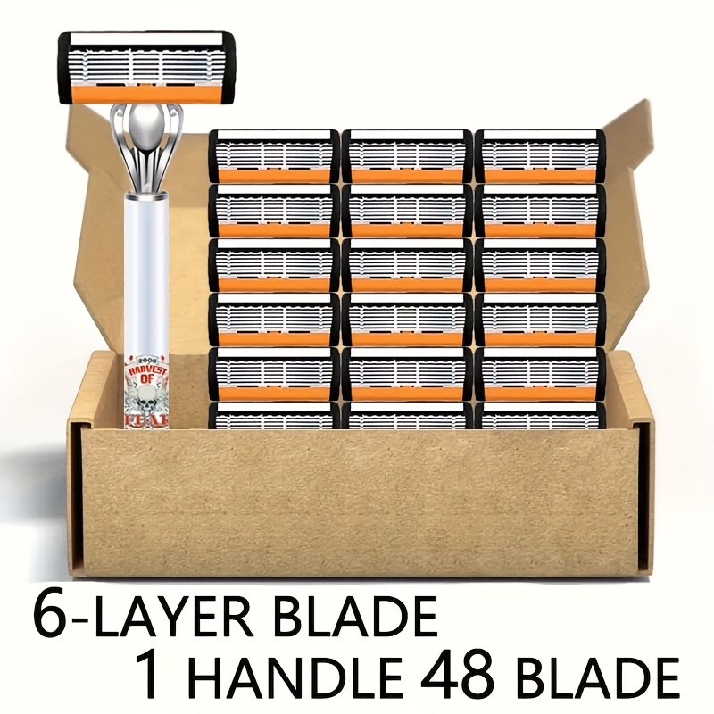Men'S 72-Blade Razor: Progressive Design for Painless Shaving, 2 Non-Slip Handles, Classic Style, Ideal Gift for Birthday/ Father'S Day