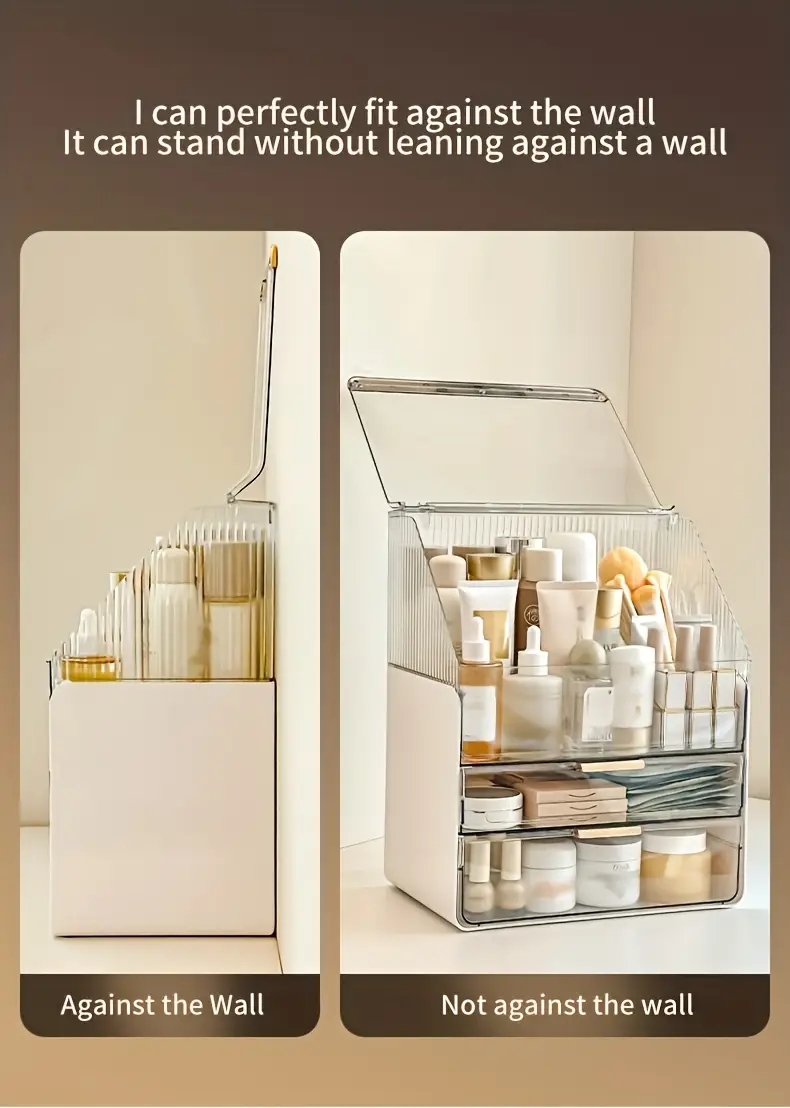 1pc large capacity clear cosmetic perfume organizer transparent makeup brush holder with multiple compartments lightweight polished bathroom countertop storage box for women men no assembly needed Product details 5