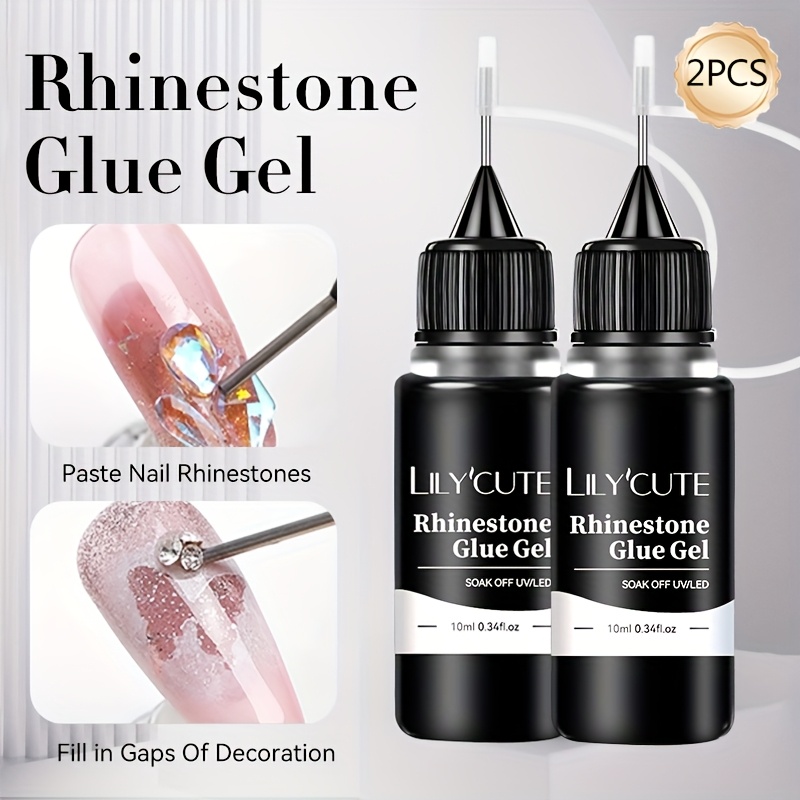 TEMU Lilycute 10ml 2pcs Nail Adhesive Glue Clear Nail Art Sticky Gel For Stick Jewelry 3d Decorations Nail Glue Gel