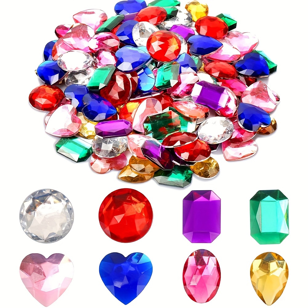 

100pcs Acrylic Rhinestones Set, Assorted Colors Flat Back Heart Shaped Gems, Decorative Beads For Diy Crafts, Scrapbooking, Jewelry Making, Costume Creation And Embellishments