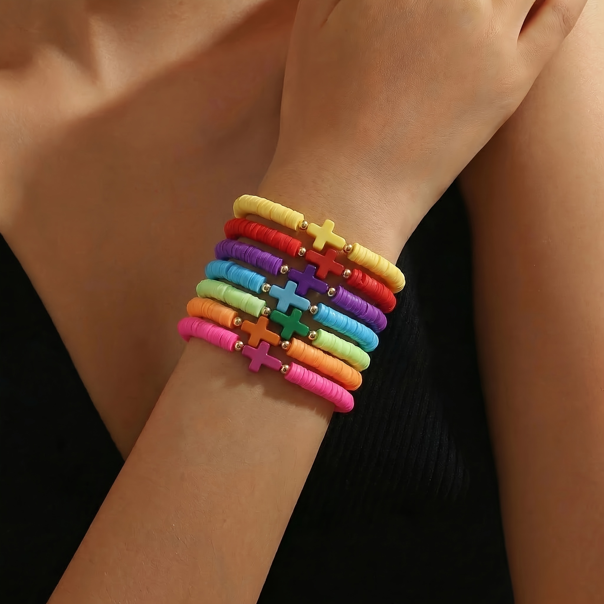 7pcs Neutral Bohemian Style Colorful Soft Pottery Stacked Set Classic Couple Daily Wear Gift