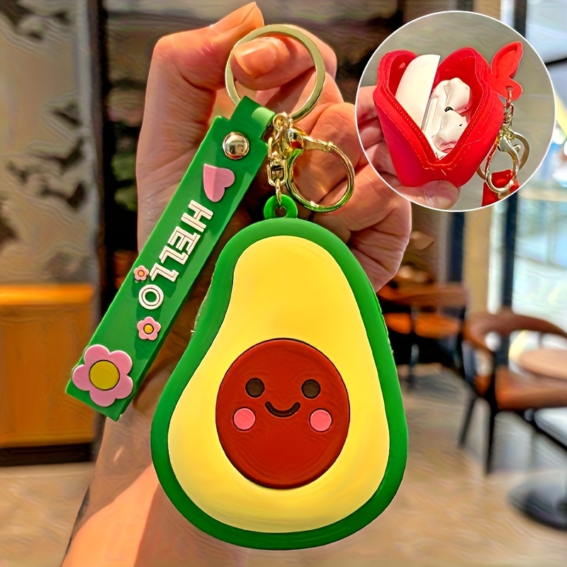 TEMU 1pc Cute Fruit & Vegetable Silicone Coin Purse - , Creative Car Keychain, Earphone Storage Pouch, Backpack Charm, Christmas & Christmas Eve Gift