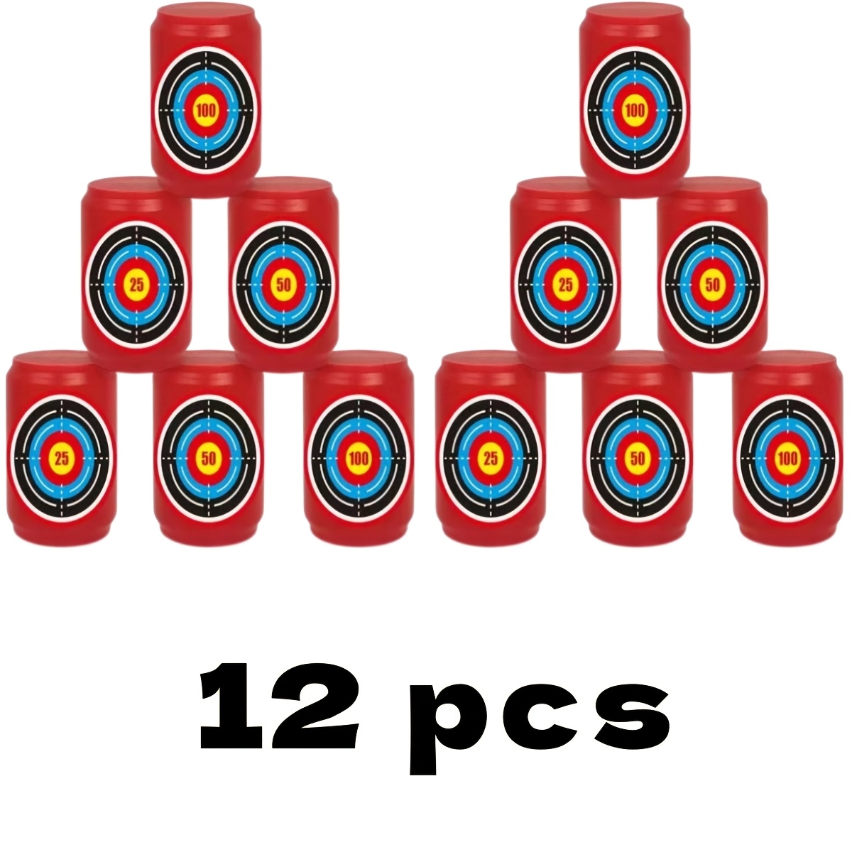 TEMU 12pcs Red Circular Shooting Scoring Targets, With Scoring Options Of 25 Points, 50 Points, Or