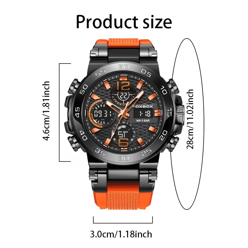 LIGE Men's Sport Watch with Stopwatch, Dual Display (Digital/Analog), Alarm, Date, IP68 High Quality, Quartz Movement, Black - Durable Design for Active Lifestyles, Outdoor Timepiece, Sleek Strap Watch, Robust Appearance