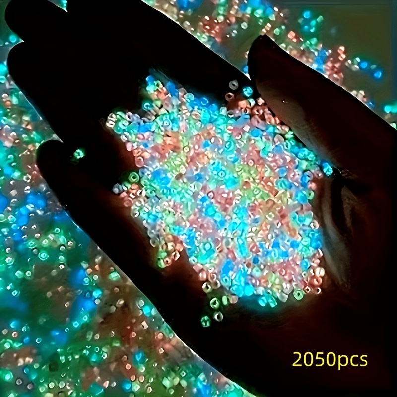 TEMU 2050pcs Glow In The Seed Beads, 3mm Transparent Straight-hole Beads For Jewelry Making, Fashion Bracelets, Necklaces, Rings, Handcraft Supplies