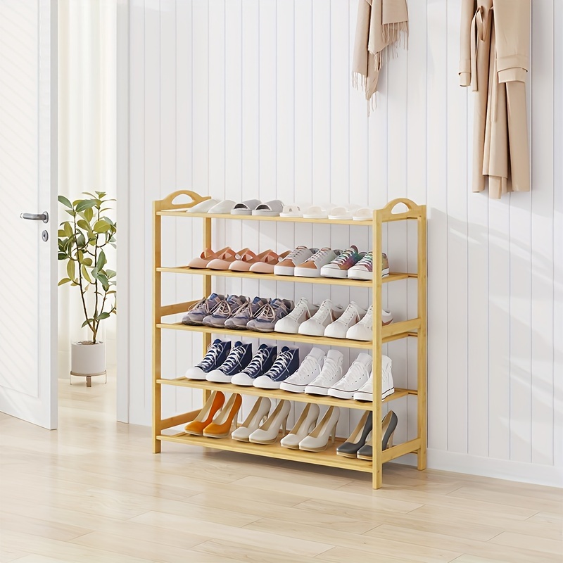 

1pc Bamboo Shoe Rack Shoe Storage Organizer Space Saving Entryway Shoe Shelf, Easy To , Suitable For Household Shoe Racks And Closets