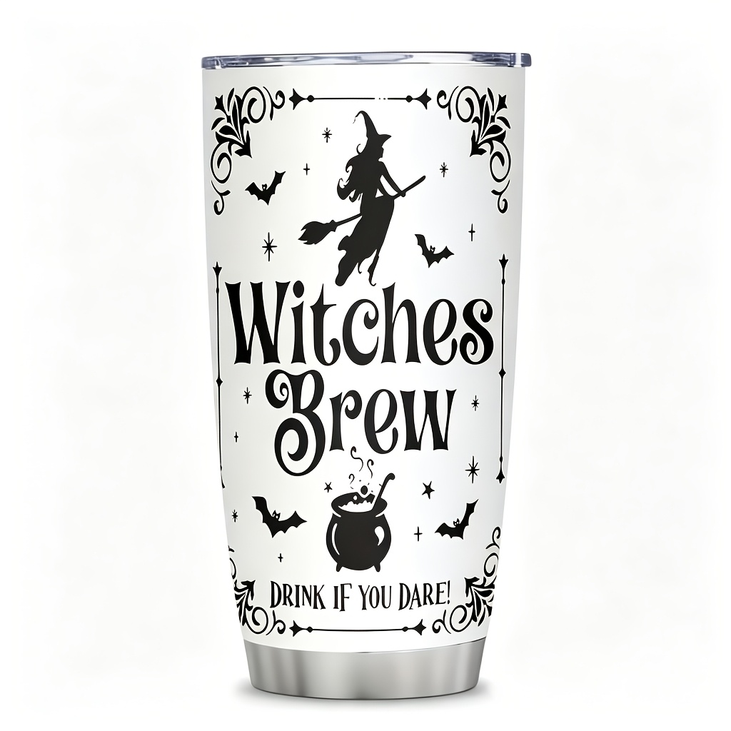 TEMU [halloween, Christmas] Witch's Brew 20 Oz Stainless Steel Vacuum Cup With Lid - Vacuum Insulated Travel Mug For Hot And Cold Drinks, Reusable,