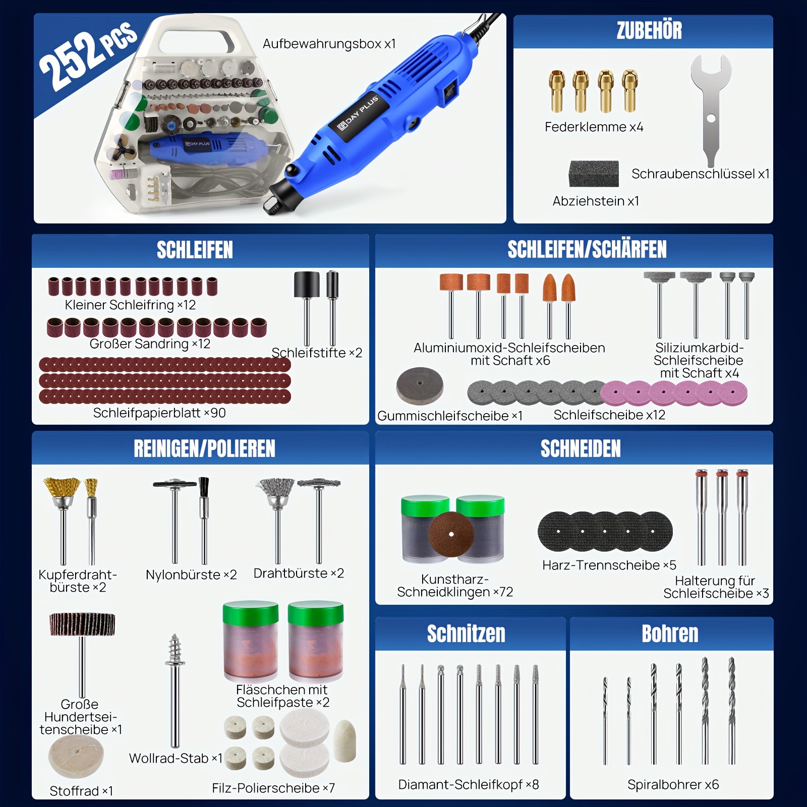 EJ.life Accessoires Pour Outils Rotatifs 141 Pièces Mini Rotatif électrique Meuleuse Outil Kit D