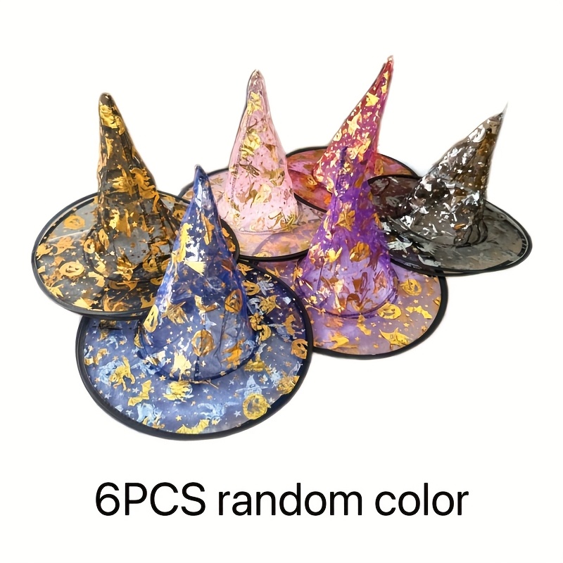 TEMU 6pcs Masquerade Hat Set, Halloween Hats, Wizard Hats, Glittered Party Hats Halloween&christmas
