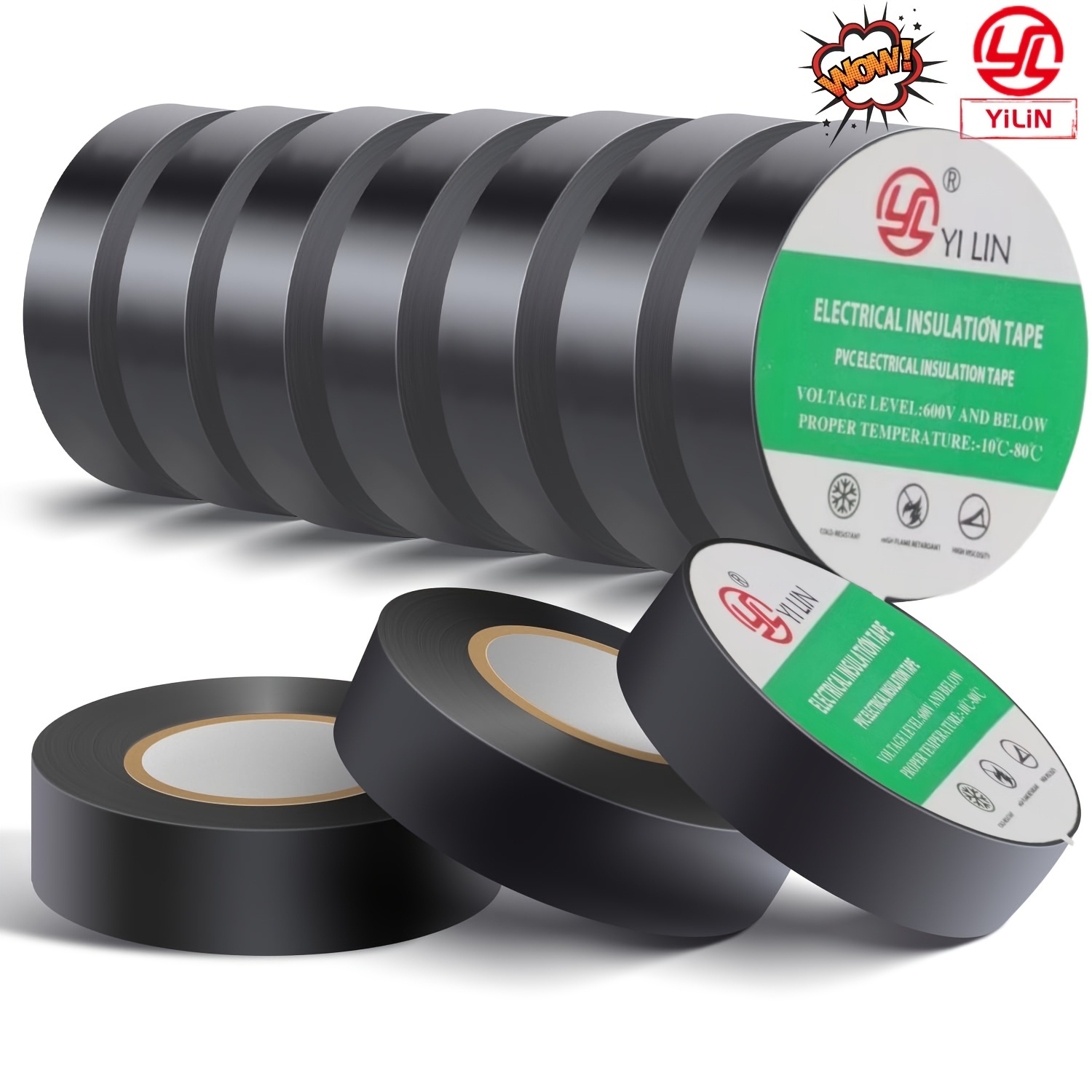 TEMU Yilin 10pcs Multi-color Electrical Tape - Waterproof, High Temp Resistant, Weatherproof For Home & Outdoor Use, 0.63