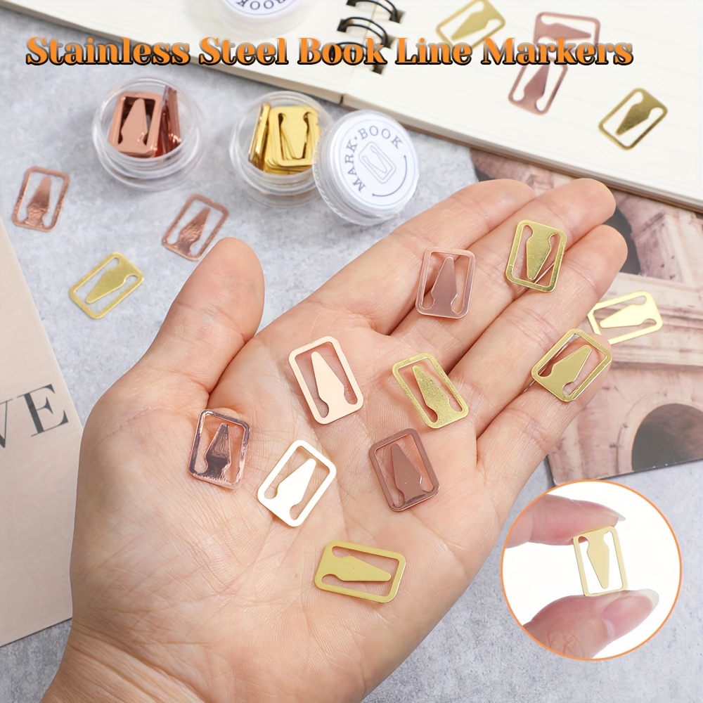 50pcs Stainless Steel Book Line Markers, Mix Colors Metal Bookmarks Tin Mixed Metals Book Page Markers Book Marker Clips Book Annotation Supplies for Teachers, Students, Readers