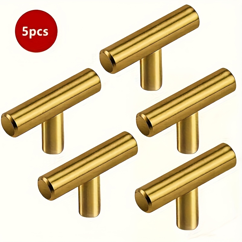 TEMU 5pcs Brushed Silvery Kitchen Handle Stainless Steel T Bar Door Pull 50mm Cabinet Knobs And Handles Black Furniture Handle