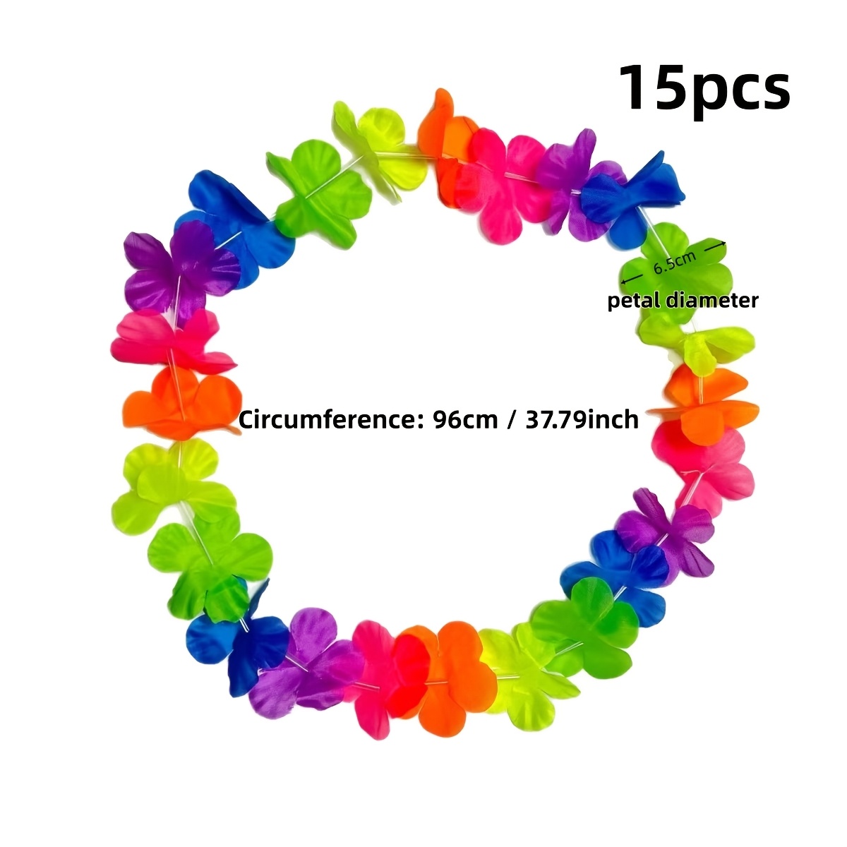 TEMU Set de Collar Hawaiano de 15 piezas, Recuerdos para Temática de Lei Hawaiano Estilo Luau Tropical, Diademas, para Decoraciones de Vacaciones, ,