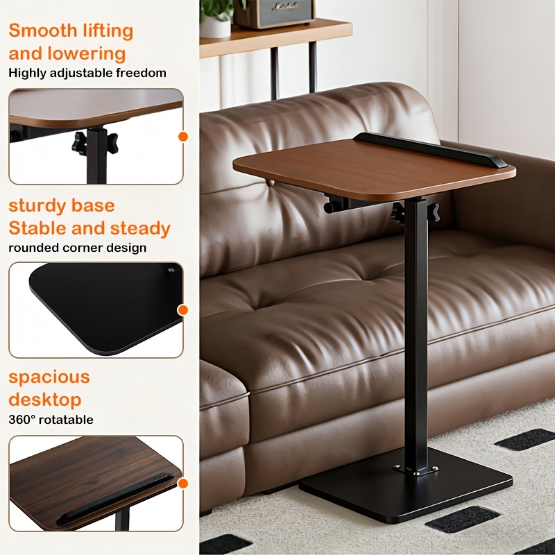 Side Table With Adjustable Height, 360&deg; Rotating Design, For , Perfect For Use As A Coffee Table Or Laptop Desk In Living Rooms And Bedrooms